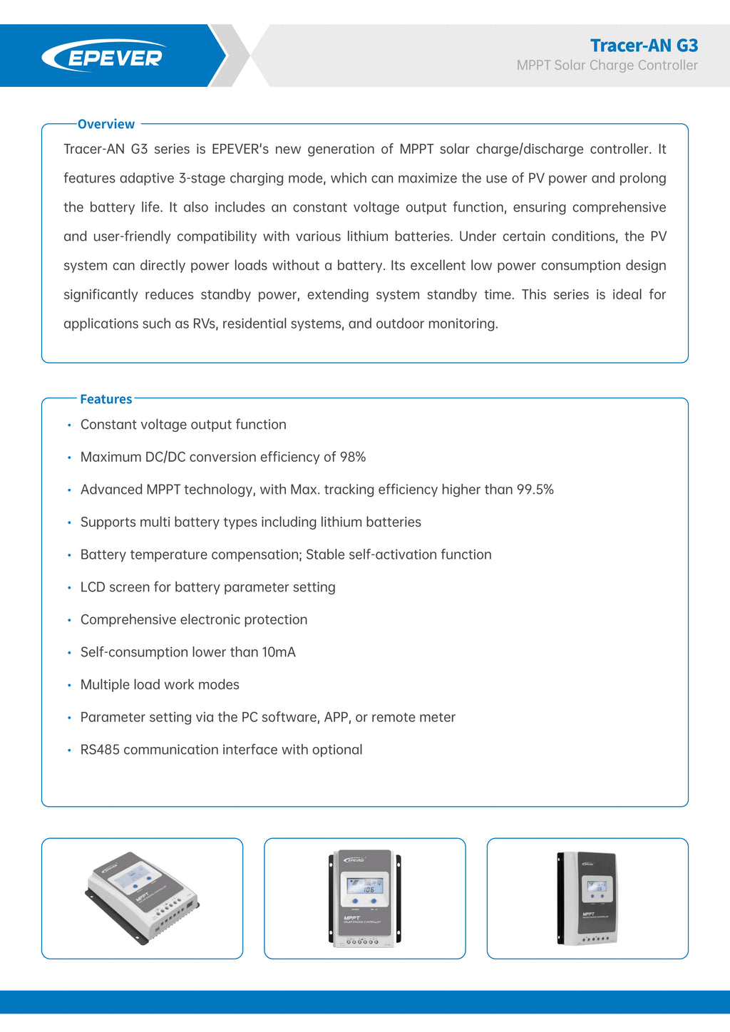 Tracer-AN G3 Series MPPT Solar Charge Controller