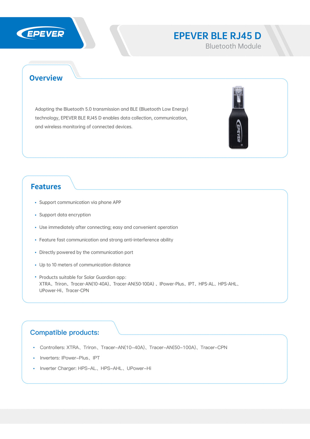 EPEVER WIFI Adapter & Bluetooth Adapter