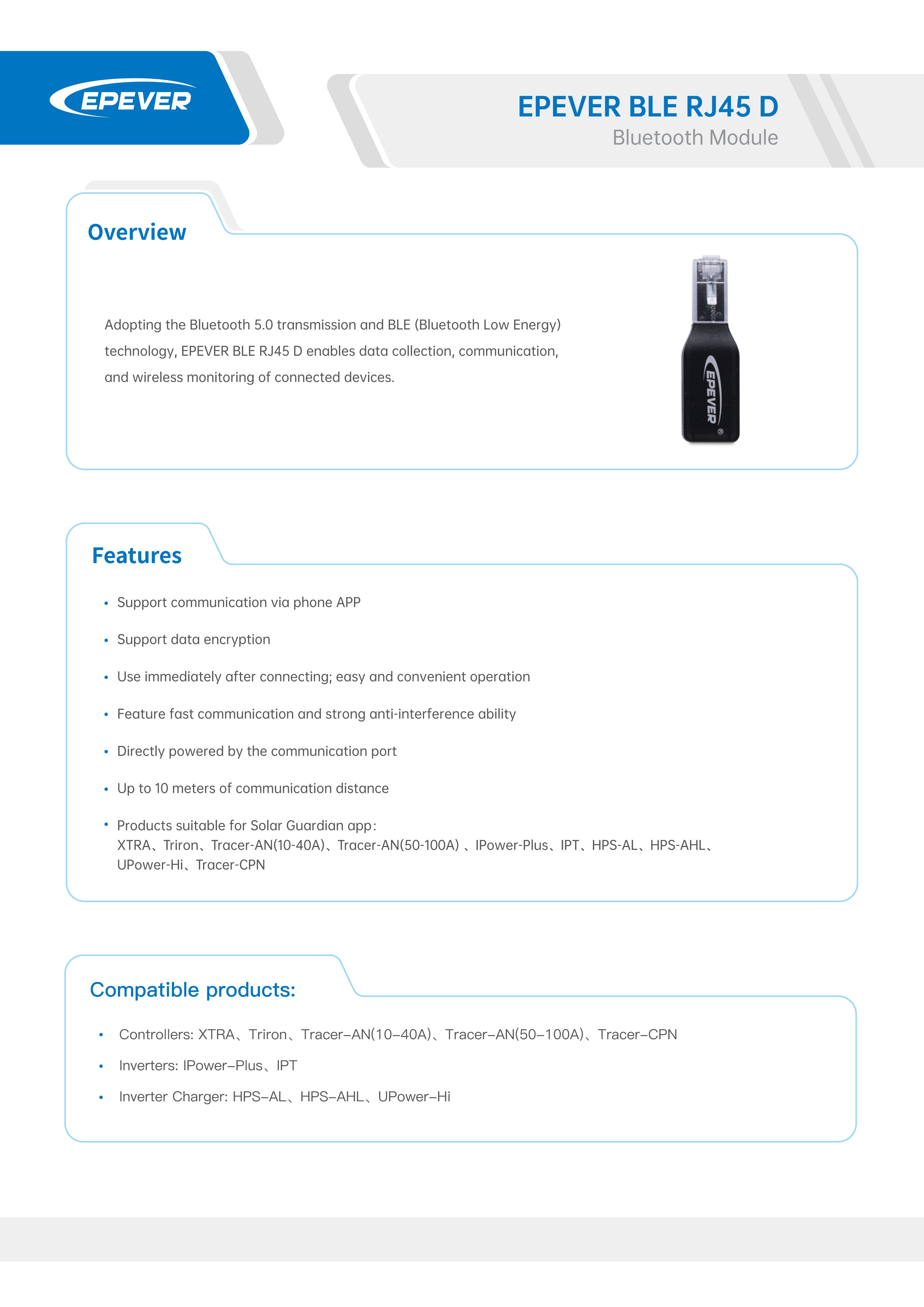 EPEVER WIFI Adapter & Bluetooth Adapter