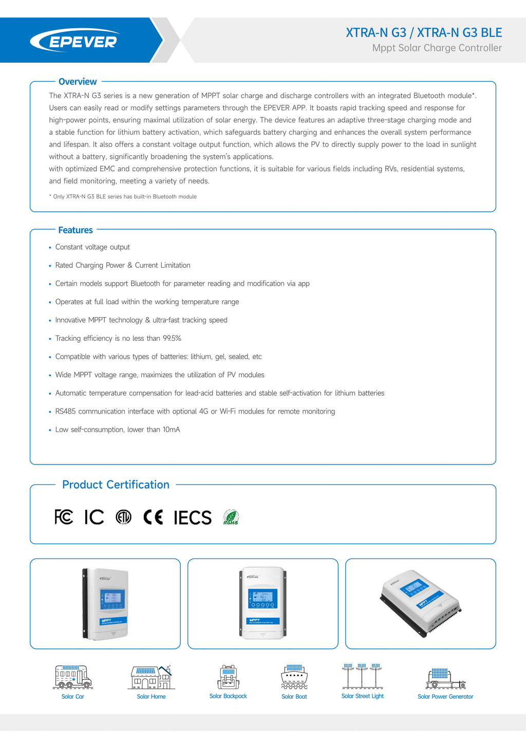 XTRA-BLE Series MPPT Solar Charge Controller
